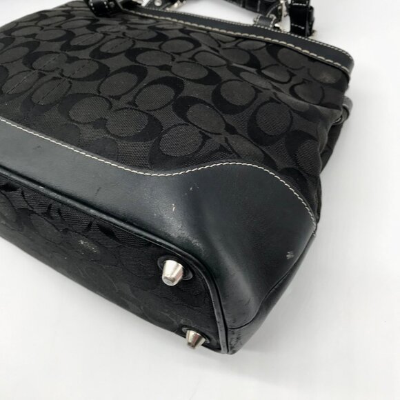 Coach Black Monogram Canvas Hampton Satchel Bag 6830 - Picture 8 of 11